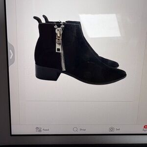 Dolce Vita Marra Black Suede Double Zip Moto Ankle Boot Size: 7